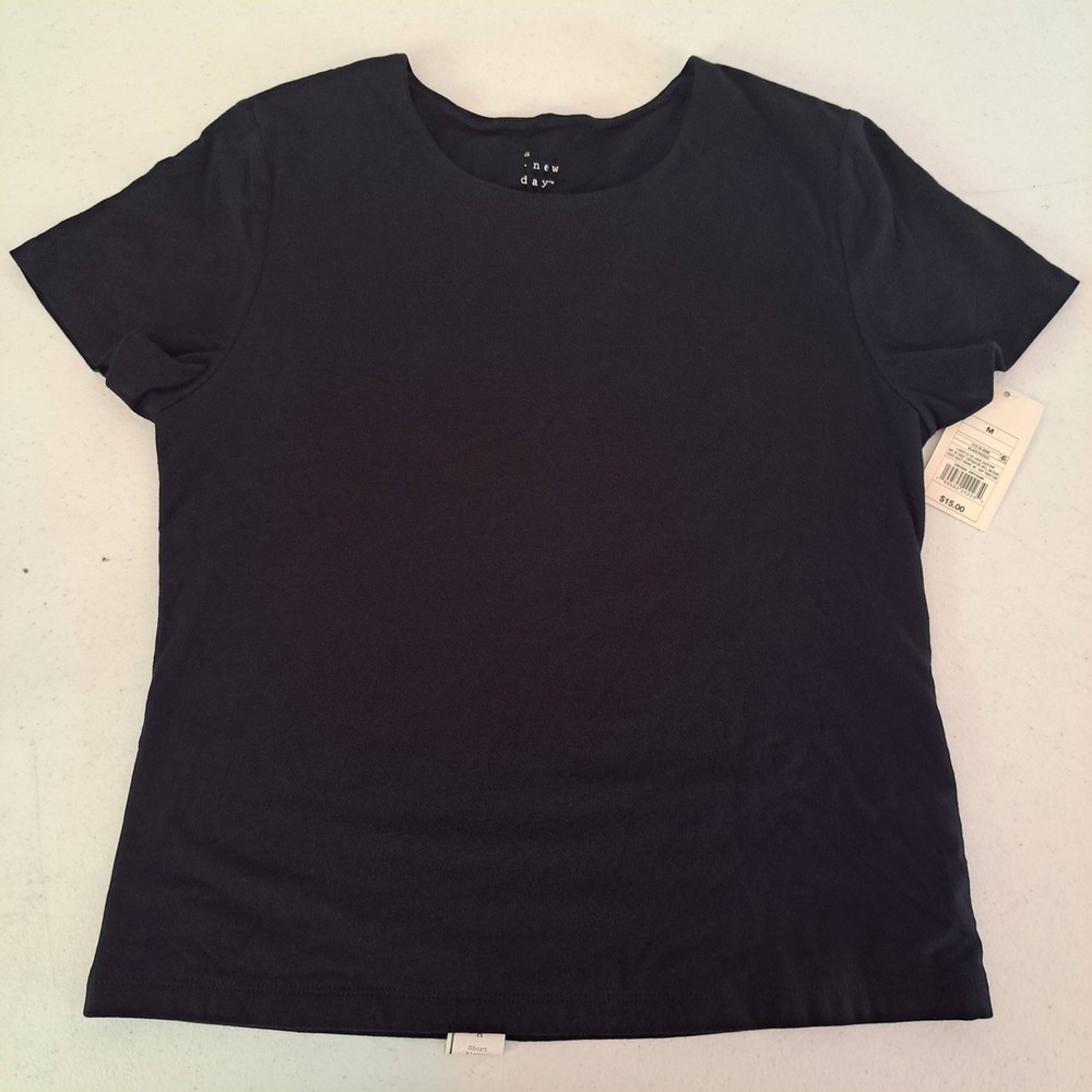 Women's Short Sleeve Sculpt T-Shirt - A New Day Black M 1021-120-B45